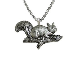 Kiola Designs Squirrel on Branch Pendant Necklace - £27.96 GBP