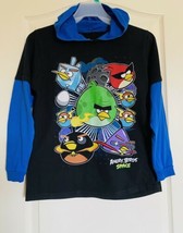Angry Birds Boys Blue&amp; Black 2-Tone Long Sleeve Hoodie Size 10/12  - £12.50 GBP