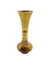 Vintage Nasco Japan Hand Painted Amber Gold Glass Bud Vase Flowers  - £9.45 GBP