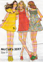 Teen's DRESSES Vintage 1973 McCall's Pattern 3597 Size 9 UNCUT - $12.00