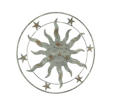21.5 Inch Diameter Weathered Gray Finish Sun Face Wall Hanging - £29.88 GBP