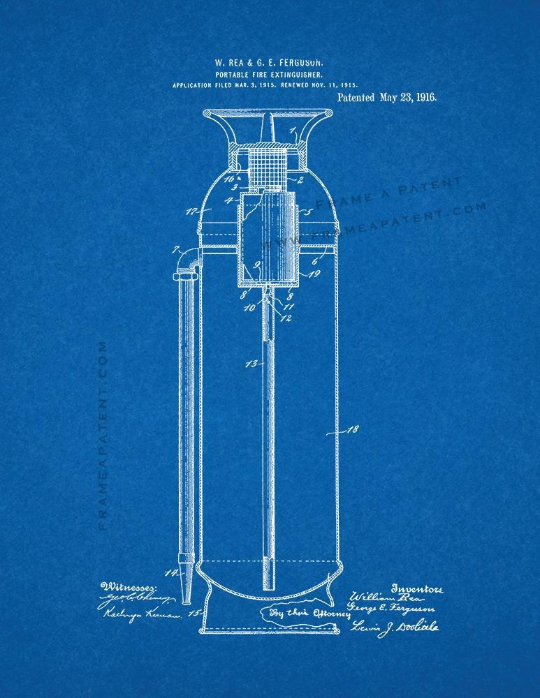 Portable Fire-extinguisher Patent Print - Blueprint