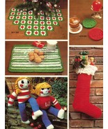 Christmas Stockings Tree Skirt Coasters Placemat Tabriz Knit Crochet Pat... - $11.99