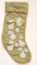 Christmas stocking velvet feel sage pears &amp; leaves design about 23in long velvet - £7.90 GBP