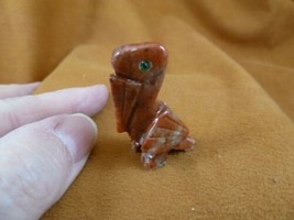 (Y-BIR-PE-4) red tan PELICAN carving Figurine soapstone Peru I love peli... - $8.59