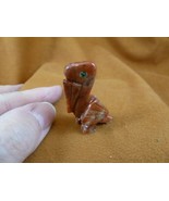 (Y-BIR-PE-4) red tan PELICAN carving Figurine soapstone Peru I love peli... - $8.59