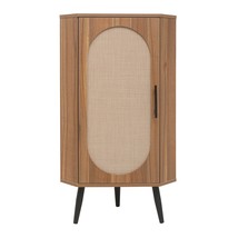 Rattan Corner Cabinet: Freestanding Shelf &amp; Table for Small Spaces - $134.99