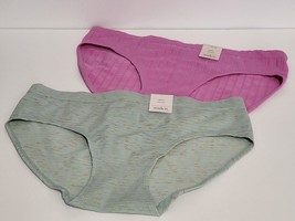 Auden 2 Pack SEAMLESS Bikini Underwear Womens Sz Large 12-14 Pink Green Panties - £7.01 GBP