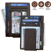 Men Leather Magnetic Front Pocket Wallet Money Clip Slim Id Credit Card Holder - £20.07 GBP