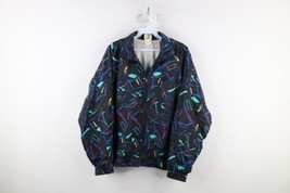 Vintage 90s Streetwear Mens Medium Abstract Rainbow Lined Windbreaker Ja... - £43.48 GBP