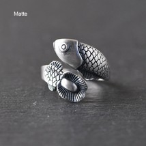 S925 Sterling Silver Vintage Thai Silver Ring Women&#39;s Fashion Fish Open Silver A - £29.97 GBP