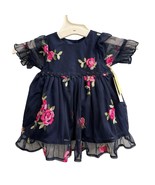 Laura Ashley London Dress Baby 3/6 M Blue Embroidered Floral Tulle Set W... - $27.34 CAD