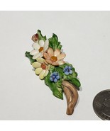 Capodimonte Vintage 3D Pastel Flowers Brooch Pin Porcelain Signed Crown ... - £20.04 GBP