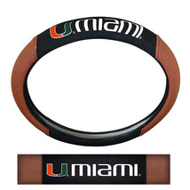 Miami Hurricanes Steering Wheel Cover Premium Pigskin Style - $38.02