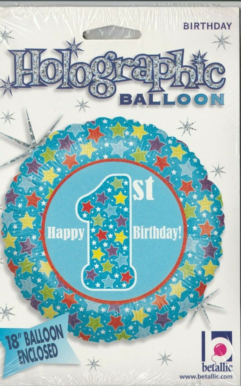 Betallic &quot;Happy 1st Birthday&quot; size 18&quot; Holographic Foil Balloon - $8.90