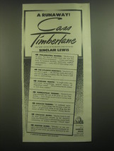 1945 Random House Book Advertisement -  Cass Timberlane by Sinclair Lewis - £14.61 GBP