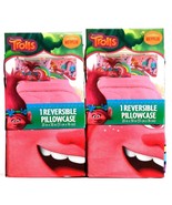 2 DreamWorks Trolls Reversible Standard Pillowcase Feel The Beat 20&quot; X 30&quot; - $321.04 MXN