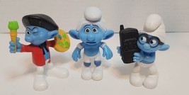 Pvc  Smurfs Figures Toys Lot of 3 Peyo 2011  painter panicky brainy - £3.93 GBP