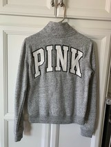 NEW VICTORIAS SECRET &quot;PINK&quot; HALF ZIP GREY MARL SPECKS SWEATSHIRT SZ S - £31.96 GBP