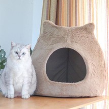 Cozy Retreat: Removable And Washable Semi-Closed Cat Bed For Autumn And Winter - £21.47 GBP