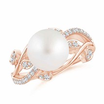 ANGARA South Sea Pearl Olive Leaf Vine Ring for Women, Girls in 14K Solid Gold - £855.15 GBP