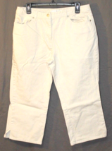 GEOFFREY BEENE JEAN WOMAN SIZE 12 BEIGE CAPRI PANT FLAT FRONT COTTON CLA... - $260.02 MXN