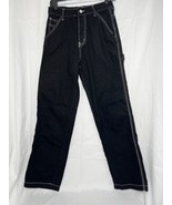 Women&#39;s S.O.N.G. Carpenter Pants 7/28 Black W/ White Trim Y2K - $17.87