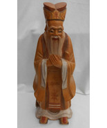 Wood Carved statue Chinese star god 12&quot; man figurine vintage - £208.87 GBP