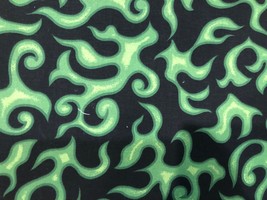Fire Flames Cotton Fabric Green Black -Race Car Motorcycle- Mask Diy Craft- Bty - £14.78 GBP