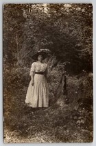 RPPC Lovely Edwardian Woman In Forest Hat Pretty Dress Real Photo Postcard T26 - £12.02 GBP