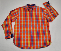Paul Fredrick Orange Button Down Plaid Long Sleeve Classic Fit Shirt Mens XL EUC - £39.50 GBP