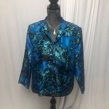 Drapers and Damons Shirt Womens Petite Medium Blue Teal Buttoned Blouse Jacket - £10.64 GBP