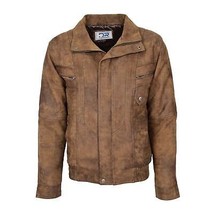 Men&#39;s Leather Nubuck Classic Convenient Snap Button Brown Jacket DR109 - $194.53