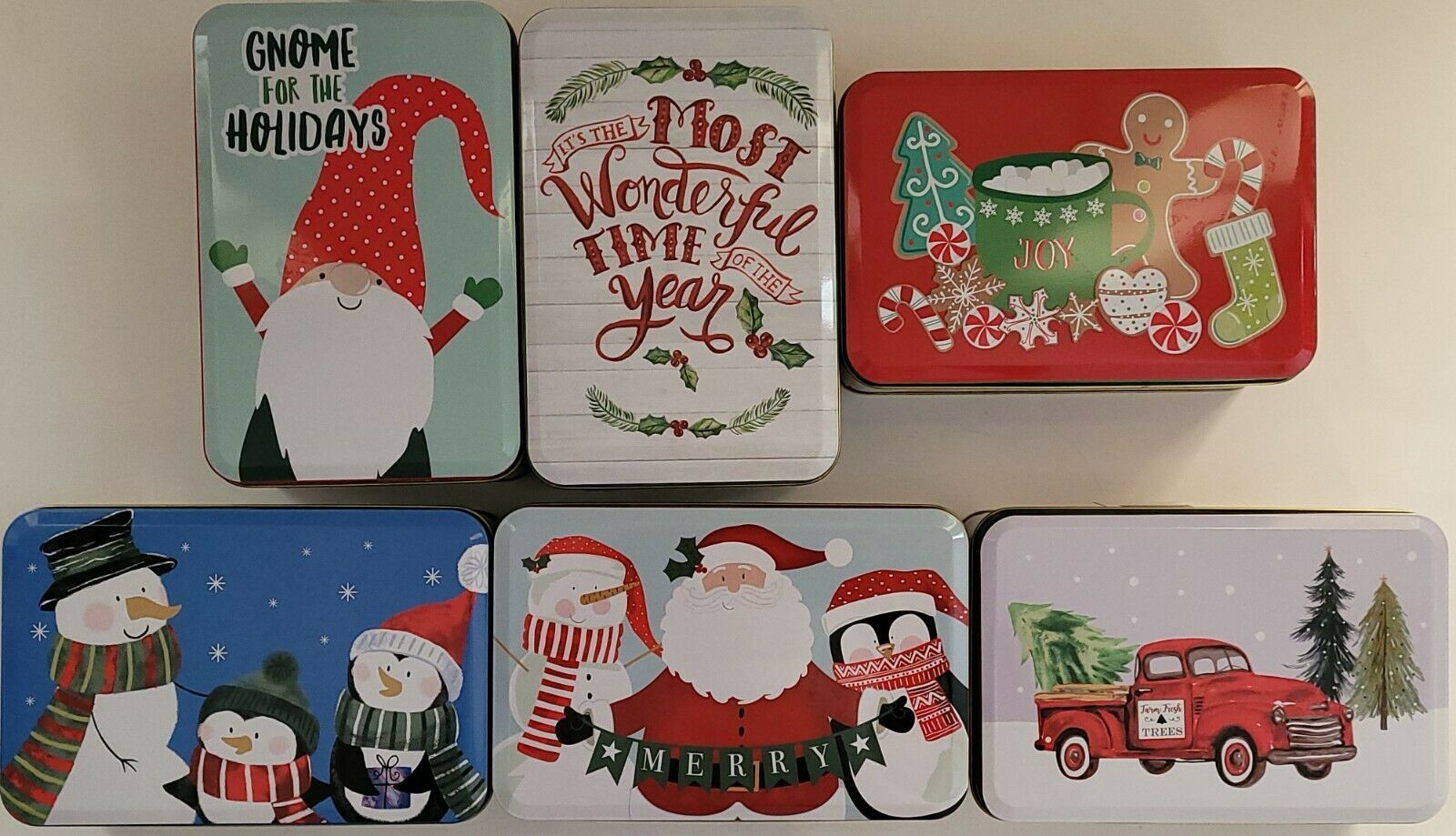 Christmas Holiday Cookie Candy Tin Tins Truck Santa S21, Select: Theme &amp;... - $3.49