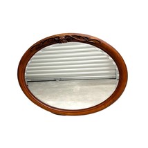 Vintage Solid Wood Carved Mirror Oval Beveled Glass - £630.39 GBP