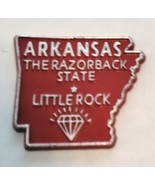 Arkansas die cut rubber fridge magnet silver red the Razorback State Lit... - £6.46 GBP