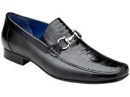 Belvedere Men&#39;s Bruno Genuine Ostrich Leg and Italian Calf Loafer Black 1026 - £325.07 GBP