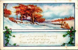 Just a Christmas Greeting Holly Winter Scene UNP Whitney Made DB Postcard E12 - £3.07 GBP