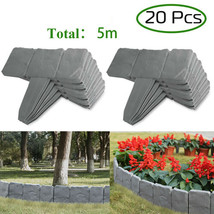 20 PCS Cobbled Stone Effect Border 5m Plastic Garden Lawn Border Edging ... - £36.71 GBP