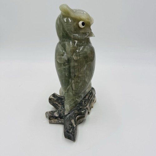 Alabaster Owl Sculpture Figurine Bird 8in Italy Marble Large Vintage Hand Carved Item image 4