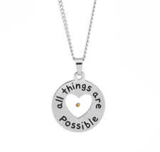 Mustard Seed &quot;All Things Are Possible&quot; Circle &amp; Heart Necklace Stainless... - £11.98 GBP
