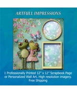 Whimsical Frog Couple – Romantic &amp; Playful Personalized Wall Art or Scra... - €19,01 EUR