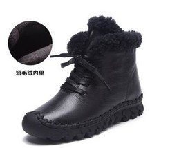 A520 Warm Thick Cotton Winter Boots Womens Fashion New Casual Female Genuine Lea - £63.85 GBP