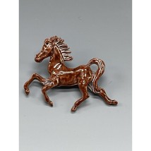 Vintage Enamel Horse Pin Brooch Brown Running Horse Tiawan Retro - $18.00