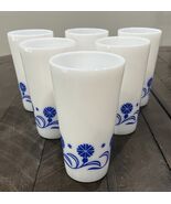VINTAGE 6 Hazel Atlas Hazelware Blue Cornflower Daisy Milk Glass Tumbler... - $1,818.22 MXN