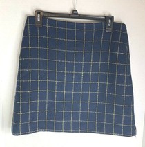LOFT Womens Sz 4 Skirt Lined Navy Window Pane Knee Length Career  - $12.86