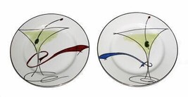 Pier 1 Martini Gold Highlights Blue or Red Ribbon 7-1/2&quot; Porcelain Plate - £11.95 GBP