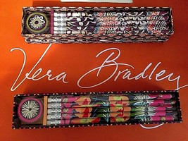 Vera Bradley Pencil Box Gift Set W Sharpener Pick Plum Crazy or Jazzy Blooms NWT - £15.16 GBP