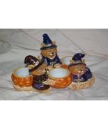 PartyLite Abracadandle Tealight Trio Candle Holder Witch Halloween Kitten - $309.91 MXN
