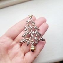 Vintage Classic Christmas Tree Silver &amp; Gold Brooch Pin - $19.99